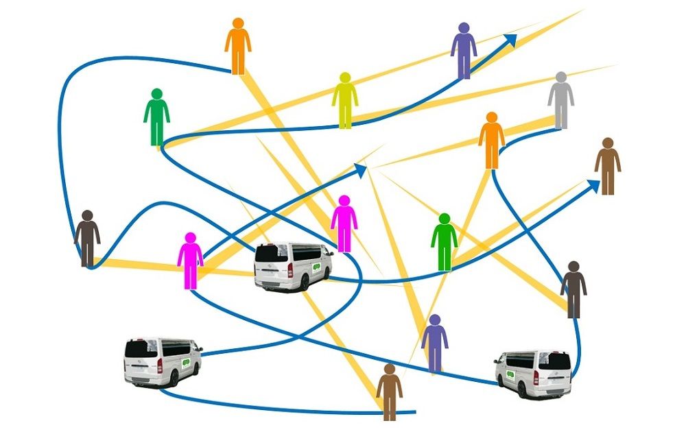 Convehicle的運行計劃示意圖。乘車(chē)點(diǎn)大多設置在垃圾回收站（注1）附近，僅需從家出門(mén)扔垃圾的距離便可使用Convehicle。